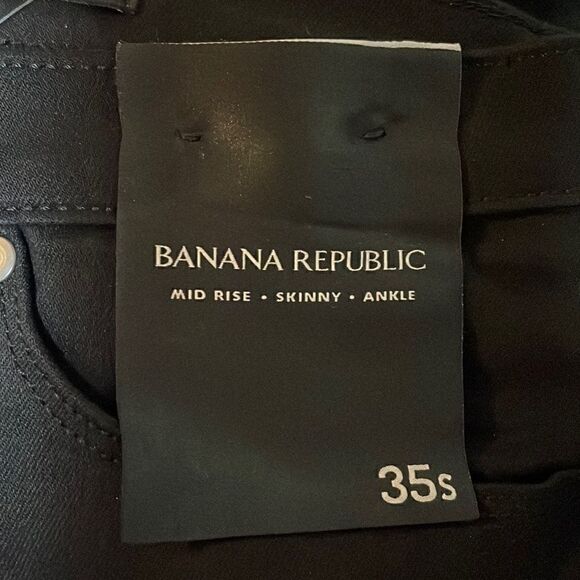 BANANA REPUBLIC Mid + Skinny Jean, Black, Size 35 Short - Picture 7 of 14